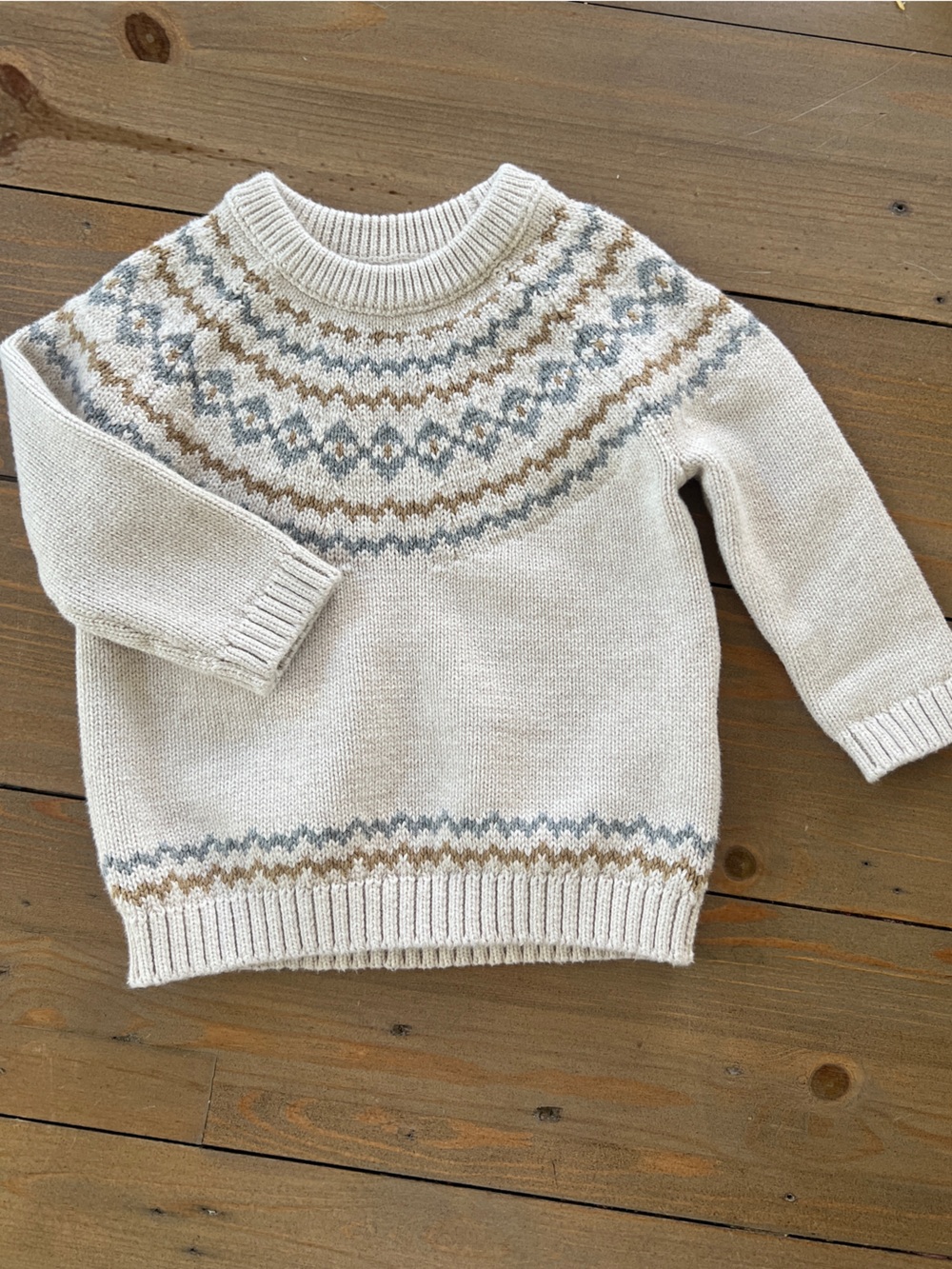 Little Planet Cream Fair Isle Knit Sweater - 12 Months